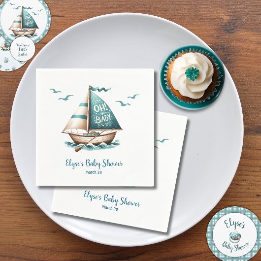 "Oh, Baby" Nautisch Baby shower Papier servet