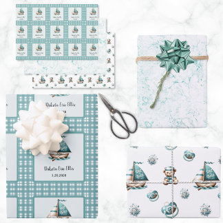 "Oh, Baby" Nautisch inpakpapier 3 stijlen