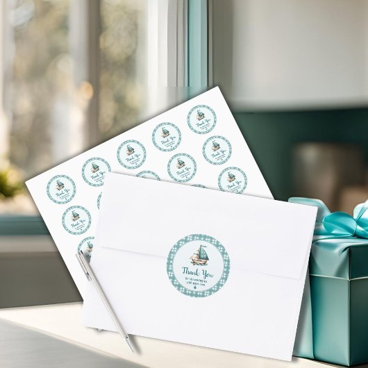 "Oh, Baby" Nautische dank u Sticker Zeilboot