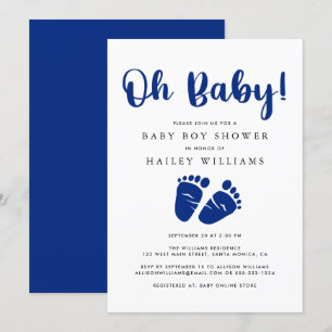 Oh Baby Navy Blue Baby Feet Shower Kaart