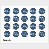 Oh Baby - Navy Blue Baby shower Ronde Sticker (Vel)