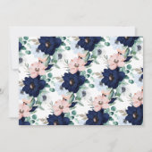 Oh Baby Navy Blue & Blush Bloemen Baby shower Kaart (Achterkant)