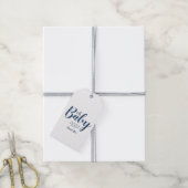 Oh Baby - Navy Blue Polka Dot Baby shower Cadeaulabel (Met Touw)