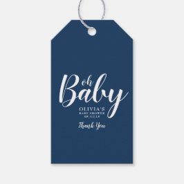 Oh Baby - Navy Blue Polka Dot Baby shower Cadeaulabel