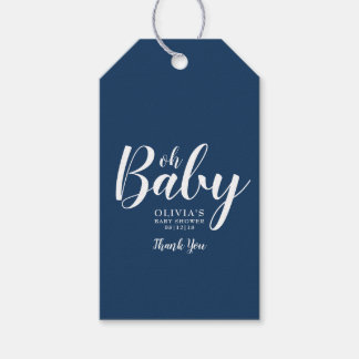 Oh Baby - Navy Blue Polka Dot Baby shower Cadeaulabel