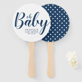 Oh Baby - Navy Blue Polka Dot Baby shower Handwaaier