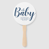 Oh Baby - Navy Blue Polka Dot Baby shower Handwaaier (Voorkant)