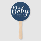Oh Baby - Navy Blue Polka Dot Baby shower Handwaaier (Voorkant)