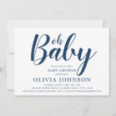 Oh Baby - Navy Blue Polka Dot Baby shower Kaart (Voorkant)