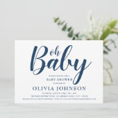 Oh Baby - Navy Blue Polka Dot Baby shower Kaart (Staand voorkant)