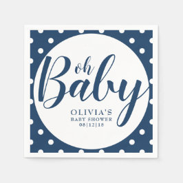 Oh Baby - Navy Blue Polka Dot Baby shower Servet