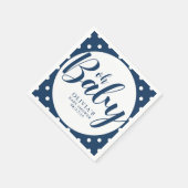 Oh Baby - Navy Blue Polka Dot Baby shower Servet (Hoek)