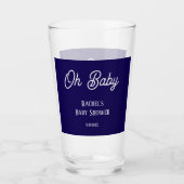 Oh Baby Navy Blue Script Baby shower Gift Favoriet Glas (Voorkant)