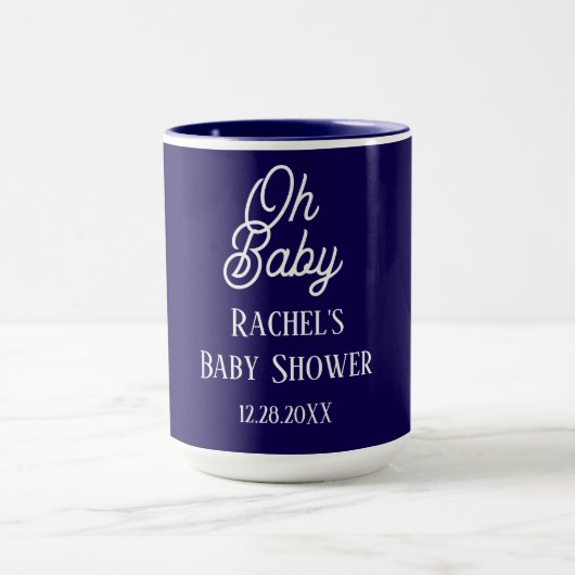 Oh Baby Navy Blue Script Baby shower Gift Favoriet Mok (Midden)