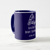 Oh Baby Navy Blue Script Baby shower Gift Favoriet Mok (Voorkant links)