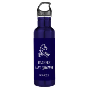 Oh Baby Navy Blue Script Baby shower Gift Favoriet Waterfles