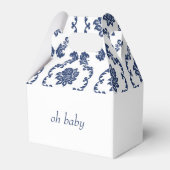 Oh Baby Navy Damask Pram Baby shower Bedankdoosjes (Achterkant)