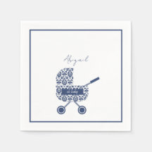 Oh Baby Navy Damask Pram Baby shower