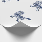 Oh Baby Navy Pram Baby shower Cadeaupapier (Hoek)