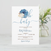 Oh Baby Navy Pumpkin Floral Baby shower Kaart (Staand voorkant)