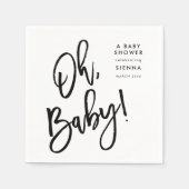 Oh Baby Neutraal Babyfeestje Zwart Wit Servet (Voorkant)