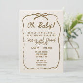 Oh Baby Neutral Baby shower Invitation Kaart (Staand voorkant)