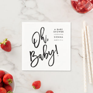 Oh Baby Neutral Black and White Baby Shower Servet