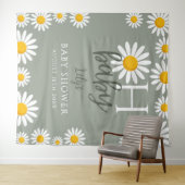 Oh Baby Neutral Daisy Baby shower Foto Achtergrond Wandkleed (In Situ (horizontaal))