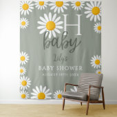 Oh Baby Neutral Daisy Baby shower Foto Achtergrond Wandkleed (In situ)