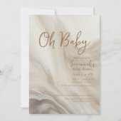 Oh Baby Neutral Marmer Baby shower Uitnodiging (Voorkant)