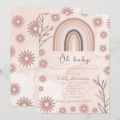 Oh Baby Neutral Regenboog Baby shower Boho Floral Kaart (Voorkant / Achterkant)