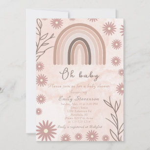Oh Baby Neutral Regenboog Baby shower Boho Floral Kaart