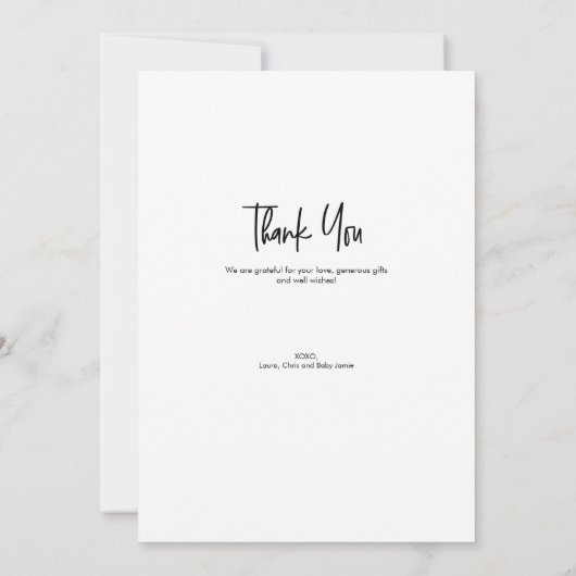 Oh Baby Newborn Photo Modern Script Shower Bedankkaart (Achterkant)