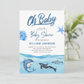 Oh Baby! Ocean & Zee Baby shower Invitation Kaart (Staand voorkant)