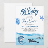 Oh Baby! Ocean & Zee Baby shower Invitation Kaart (Voorkant / Achterkant)
