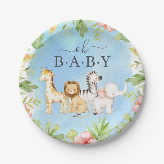 Oh Baby Oerwoud Baby shower 7" Bord (Voorkant)