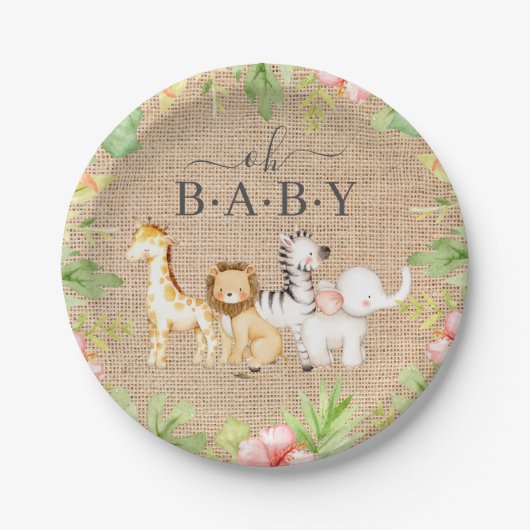 Oh Baby Oerwoud Baby shower 7" Bord (Voorkant)