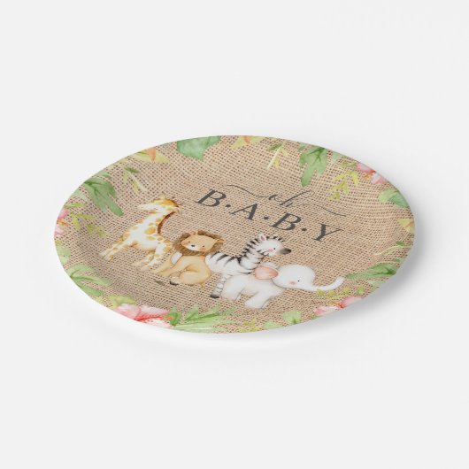 Oh Baby Oerwoud Baby shower 7" Bord (Gekanteld)
