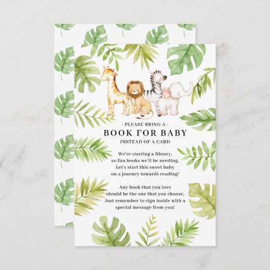 Oh Baby Oerwoud Baby shower Boek voor Baby Enclosu Informatiekaartje (Voorkant / Achterkant)