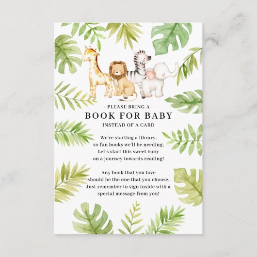 Oh Baby Oerwoud Baby shower Boek voor Baby Enclosu Informatiekaartje (Voorkant)