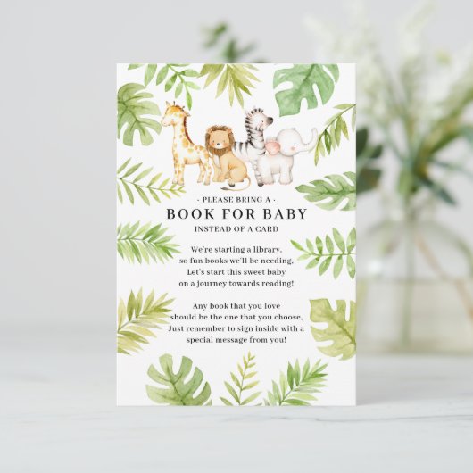 Oh Baby Oerwoud Baby shower Boek voor Baby Enclosu Informatiekaartje (Staand voorkant)