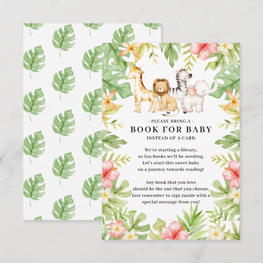 Oh Baby Oerwoud Baby shower Boek voor Baby Informatiekaartje (Voorkant / Achterkant)