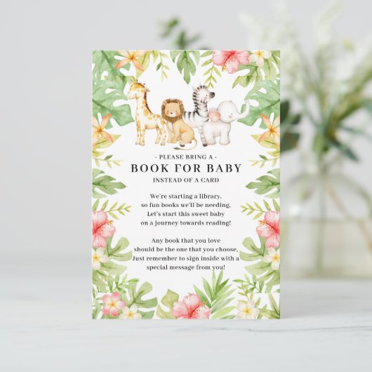 Oh Baby Oerwoud Baby shower Boek voor Baby Informatiekaartje (Staand voorkant)