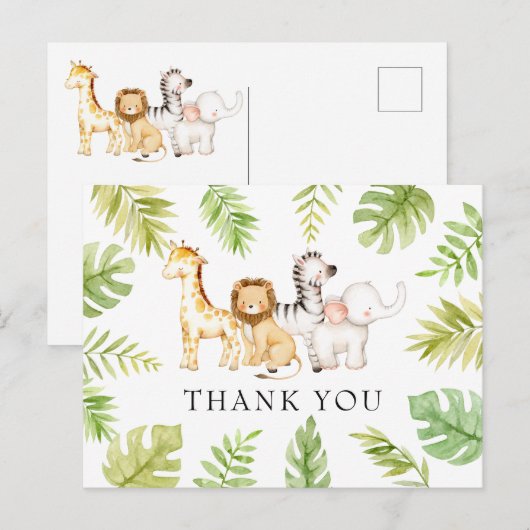 Oh Baby Oerwoud Baby shower Dank je Briefkaart (Voorkant / Achterkant)