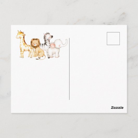 Oh Baby Oerwoud Baby shower Dank je Briefkaart (Achterkant)