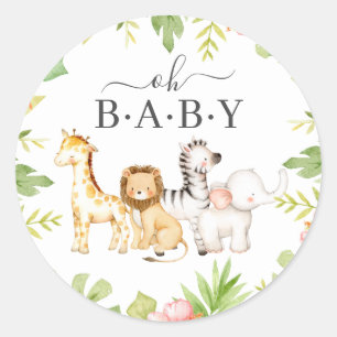 Oh Baby Oerwoud Baby shower Favor Classic Round St Ronde Sticker