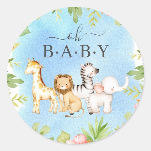 Oh Baby Oerwoud Baby shower gunst Ronde Sticker (Voorkant)