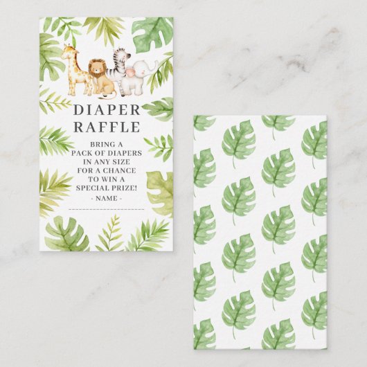 Oh Baby Oerwoud Baby shower Luier Raffle Enclosur Informatiekaartje (Voorkant / Achterkant)