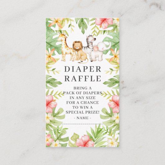 Oh Baby Oerwoud Baby shower Luier Raffle Informatiekaartje (Voorkant)