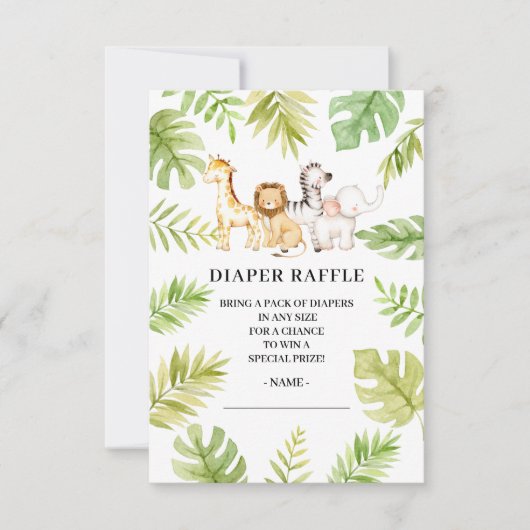 Oh Baby Oerwoud Baby shower Luier Raffle Invitati Kaart (Voorkant)
